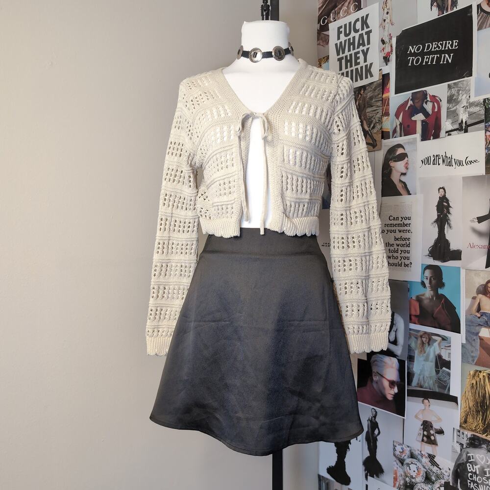 Open Knit Tie Front Cardigan Prairie boho